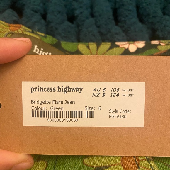 Green paisley Princess Highway jeans size 6 - Picture 3 of 3